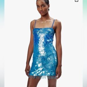 Ronny Kobo Suki sequined blue minidress size S
